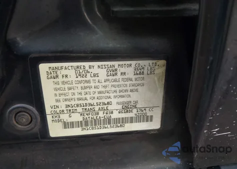 2006 Nissan Sentra 1.8S from USA, damaged, VIN 3N1CB51D36L523680